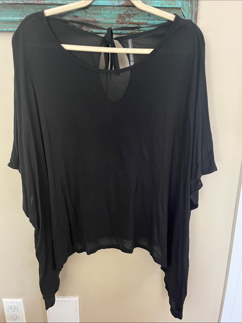 Victoria's Secret Black Sheer Draped Tunic with Back Tie